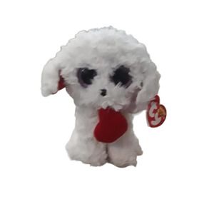 Ty Valentines Day Honey Bun Poodle Beanie Boos Plush Stuffed Animal Tag is bent